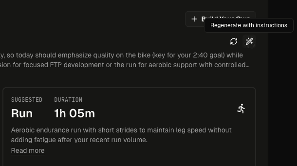 Regenerate workout suggestions with instructions