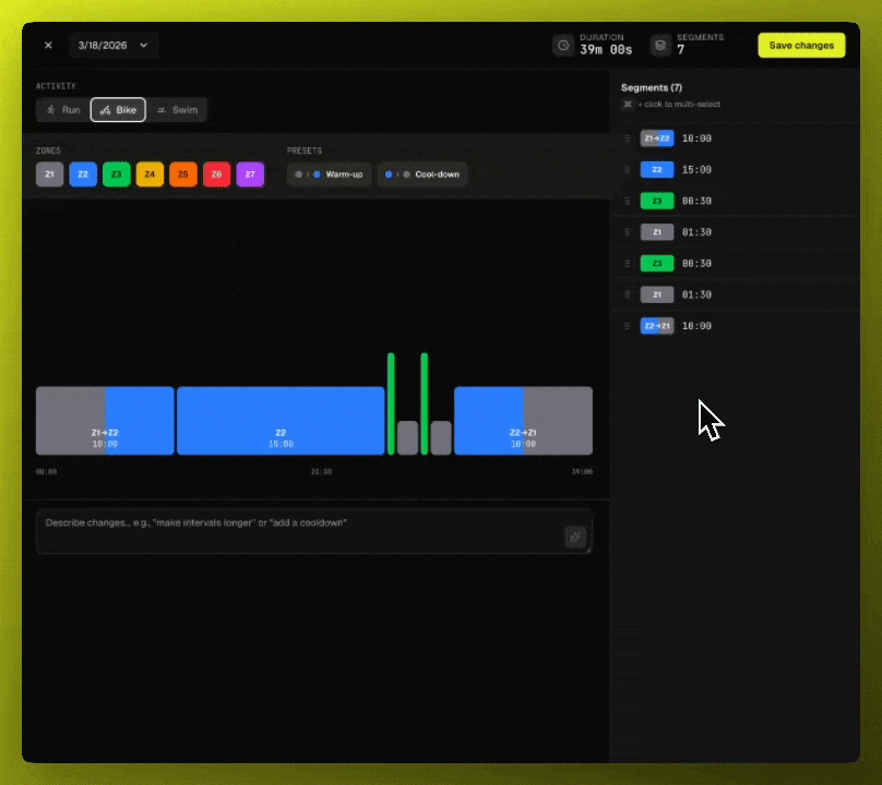 Chat to edit, new training preferences